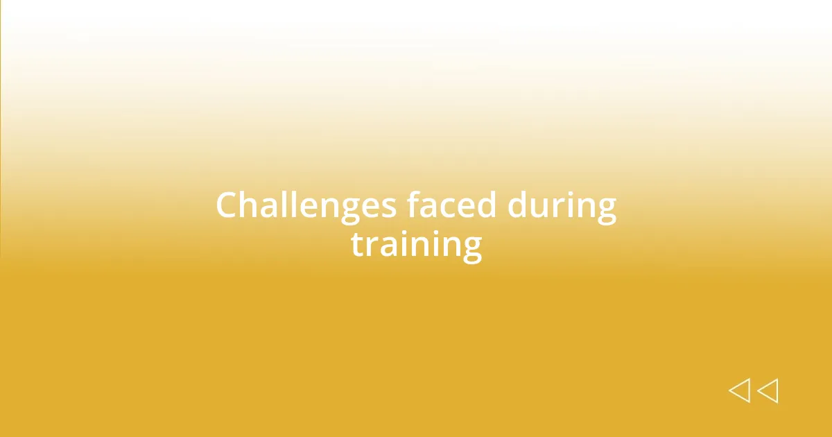 Challenges faced during training